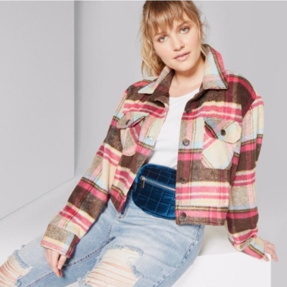 Wild Fable Cropped Plaid Jacket